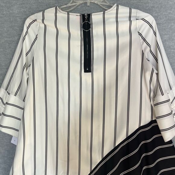 IC by Connie K Asymmetric Lagenlook Top Small Black White Stripe Artsy Tunic NWT - Picture 4 of 11